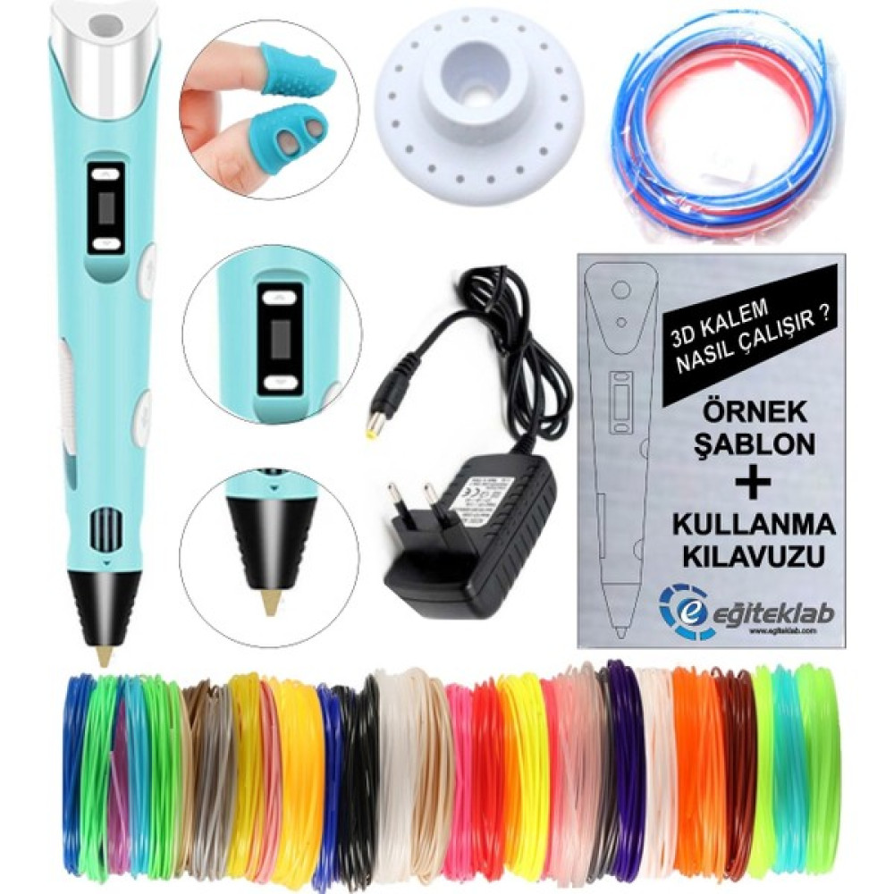 Robobloq Mavi 3D Kalem Yazıcı+10 Renk 40 Metre (10X4METRE) Pla Filament Oyun & Hobi Fiyatı