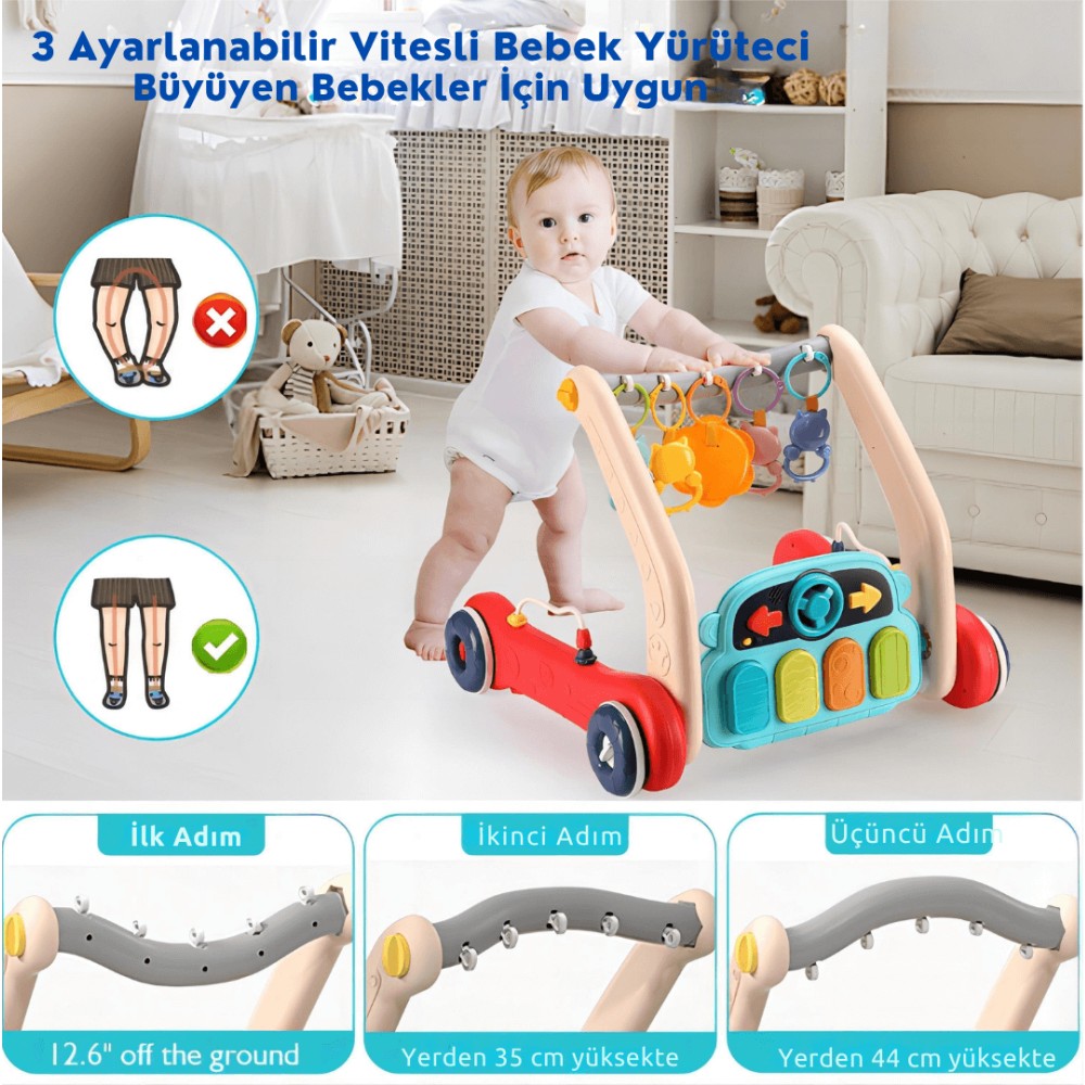 Robokids 2‑in‑1 Gelişim Akıllı Yürüteç & Aktivite Masa - Desenli Diğer Fiyatı
