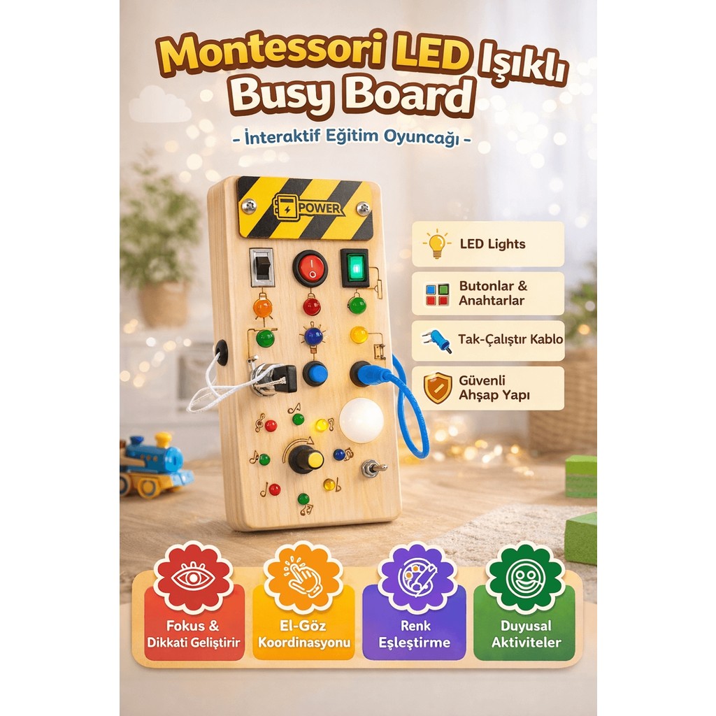 Robokids Montessori Ahşap Power Busy Board Diğer Fiyatı