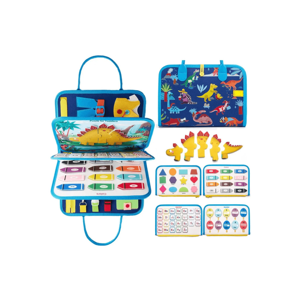 robokids Montessori Keçe Eğitim Çantası Busy Board- Mavi Dinazor 8 Sa Eğitici Oyuncak Fiyatı