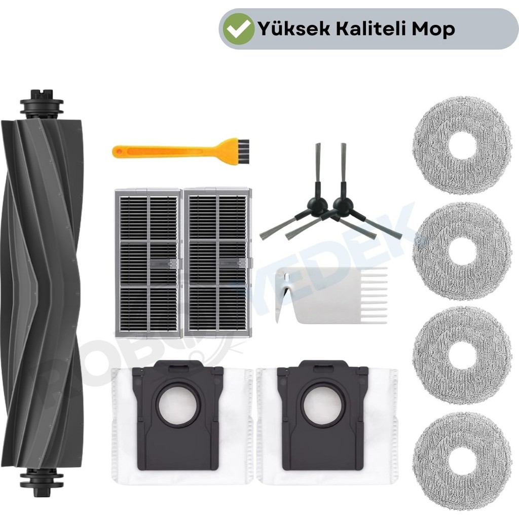 robotyedek Mova E30 Ultra Uyumlu Ana Fırça Hepa Filtre Mop Toz Torbası Seti-13 Parça Elektrikli Süpürge Aksesuarları Fiyatı