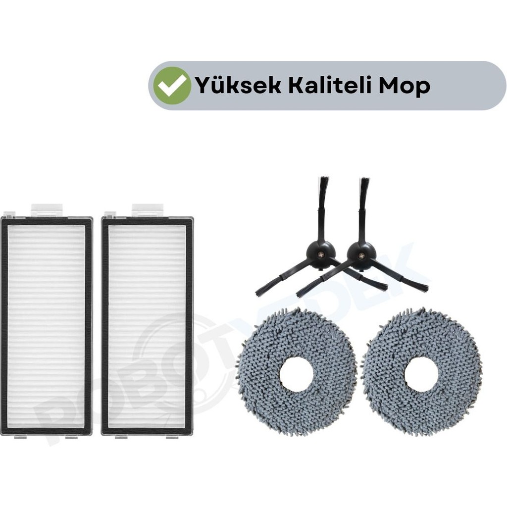 robotyedek Roborock Q Revo Master Siyah Uyumlu Hepa Filtre Yan Fırça Mop-6 Parça Elektrikli Süpürge Aksesuarları Fiyatı