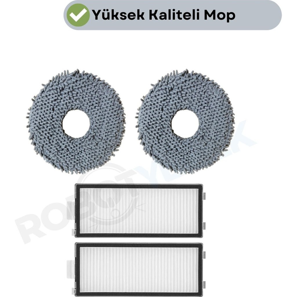 robotyedek Roborock Q Revo Master Uyumlu Mop ve Hepa Filtre-4 Parça Elektrikli Süpürge Aksesuarları Fiyatı