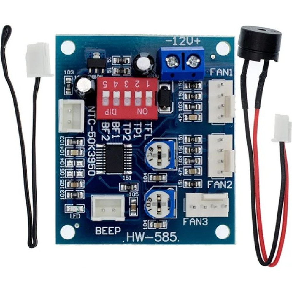 Roboyol Store 3 Kanal Dc 12V 4A Pwm Fan Hız Kontrol HW585 Otomatik Sıcaklık Kontrol Ntc Sensör Buzzer Uyarı Pc Oyun & Hobi Fiyatı