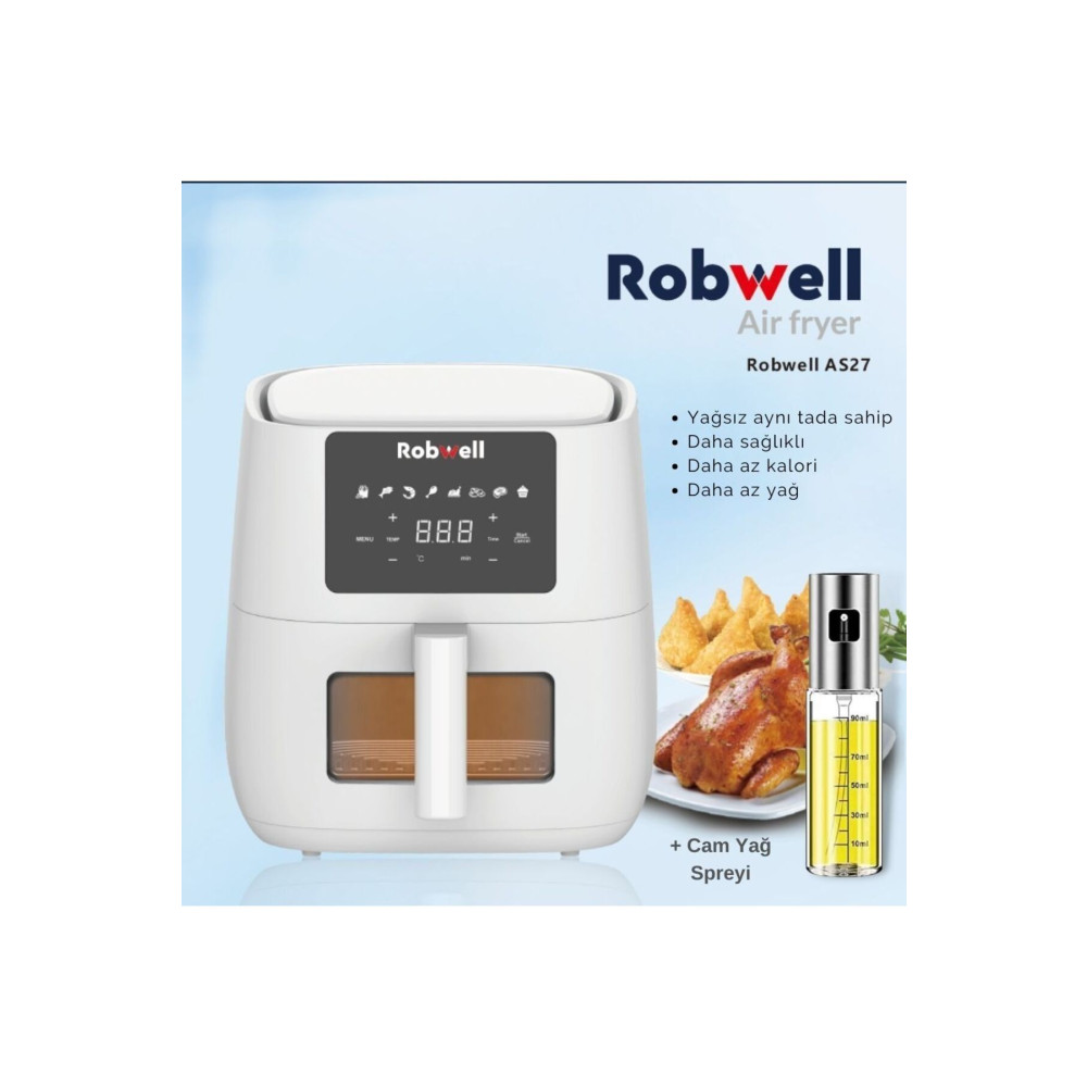Robwell Robx As27 Airfryer Yeni Nesil Halojen Isı Sistemli 1700w 6lt Dokumatik ekran Fritözler Fiyatı
