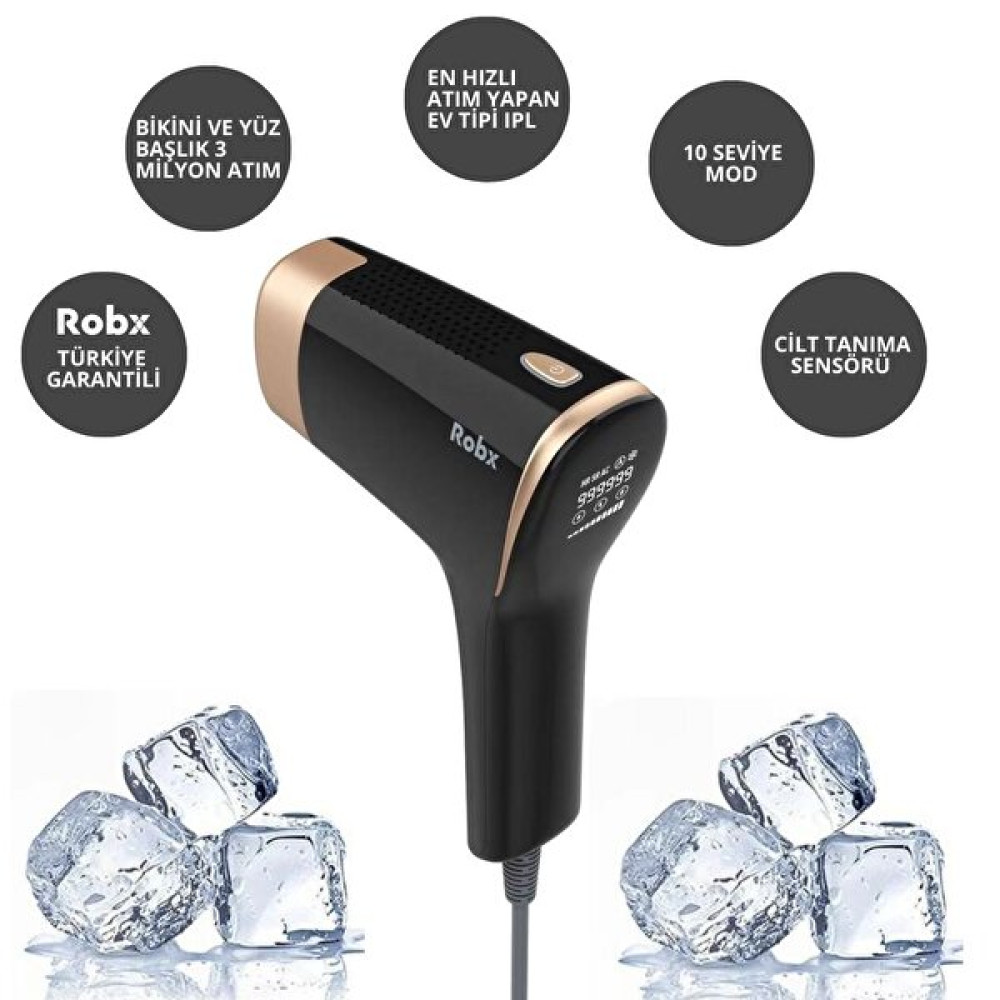 Robx A05 IPL 3 Milyon Atım 3 Başlık Akıllı Cilt Tanıma En Hızlı Seri Atım Buz Soğutma Epilasyon Cihazı Epilasyon Aletleri Fiyatı