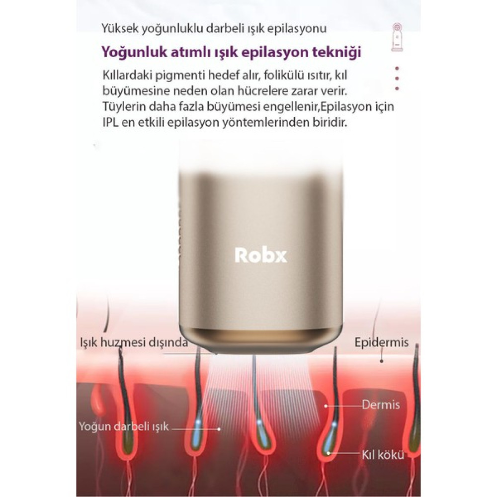 Robx A2023 Yeni Nesil Ağrısız Buz Soğutmalı IPL Epilasyon Cihazı Kesin Sonuç ( Robx Türkiye Garantili) Epilasyon Aletleri Fiyatı