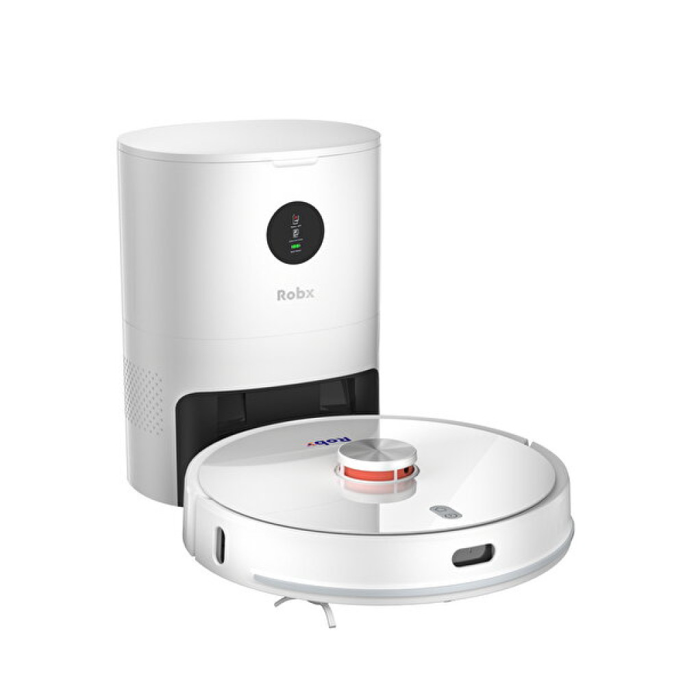 Robx R7 UV Sterilizasyon Akılı Çöp Boşaltma Üniteli Vacuum Mop Beyaz Robot Süpürge Robot Süpürgeler Fiyatı