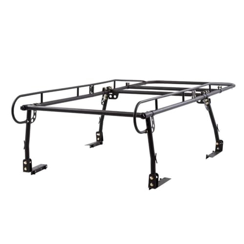 Rockland Universal Full-Size Steel Over-Cab Truck Rack, 800 LBS Capacity, 136.5" x 55" x 34.25", 49"-64" Adjustable Truck Bed Width, Extendable Truck Ladder Rack with None Drilling C-Clamps