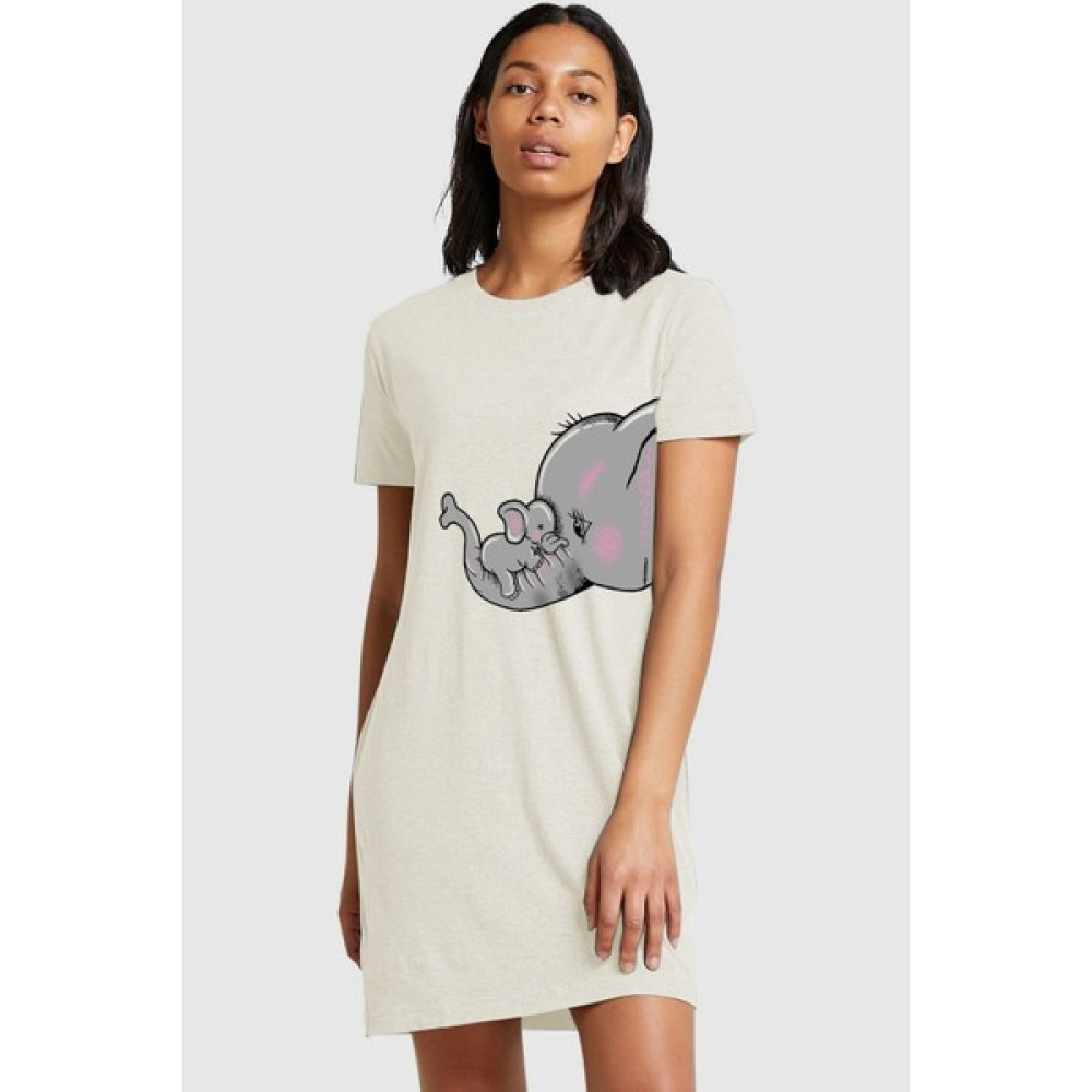 Rock&Roll Anne Bebek Açık Gri Kısa Kollu Penye T-Shirt Elbise Elbise Fiyatı
