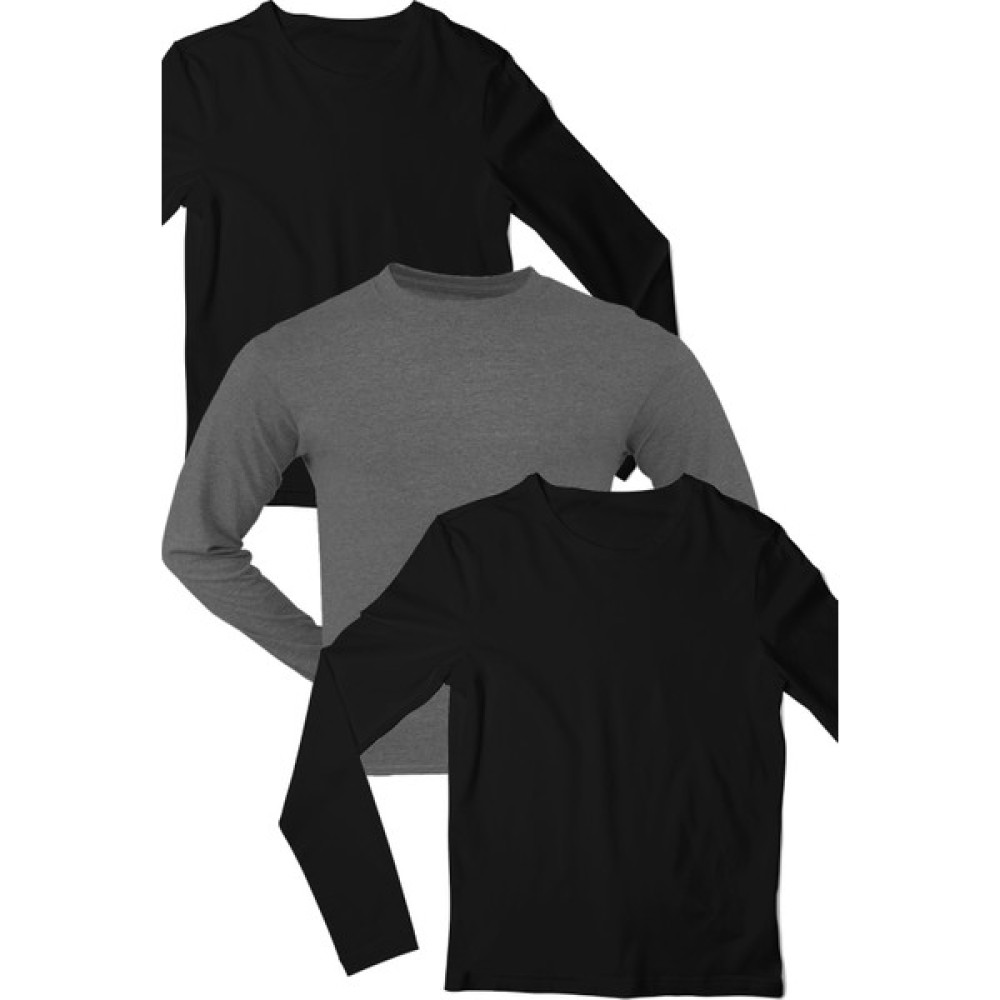 Rock&Roll Düz 2 Siyah, 1 Antrasit Uzun Kollu Erkek T-Shirt 3'Lü Eko Paket Erkek T-shirt Fiyatı