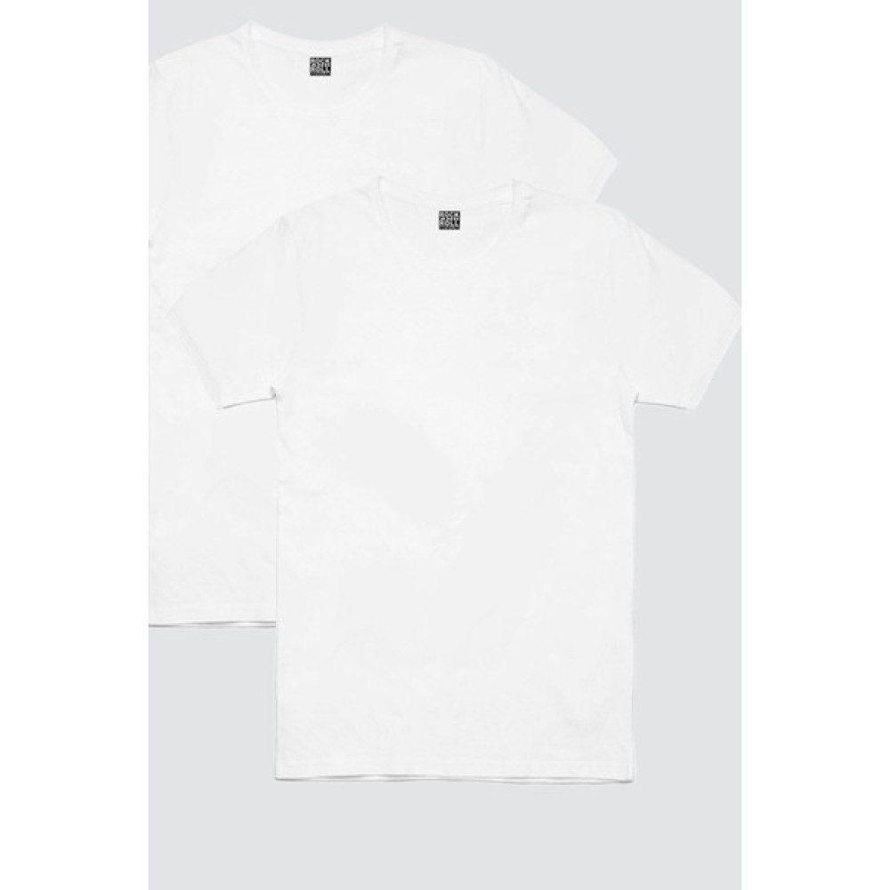Rock&Roll Düz, Baskısız Beyaz T-Shirt Erkek 2'li Eko Paket Erkek T-shirt Fiyatı