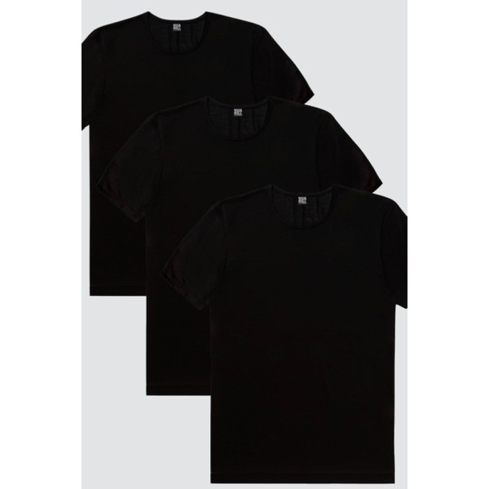 Rock&Roll Düz, Baskısız Siyah Erkek 3'lü Eko Paket T-Shirt Erkek T-shirt Fiyatı