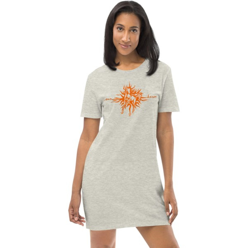 Rock&Roll Güneş Atı Karmelanj Kısa Kollu Penye Kadın T-Shirt Elbise Elbise Fiyatı