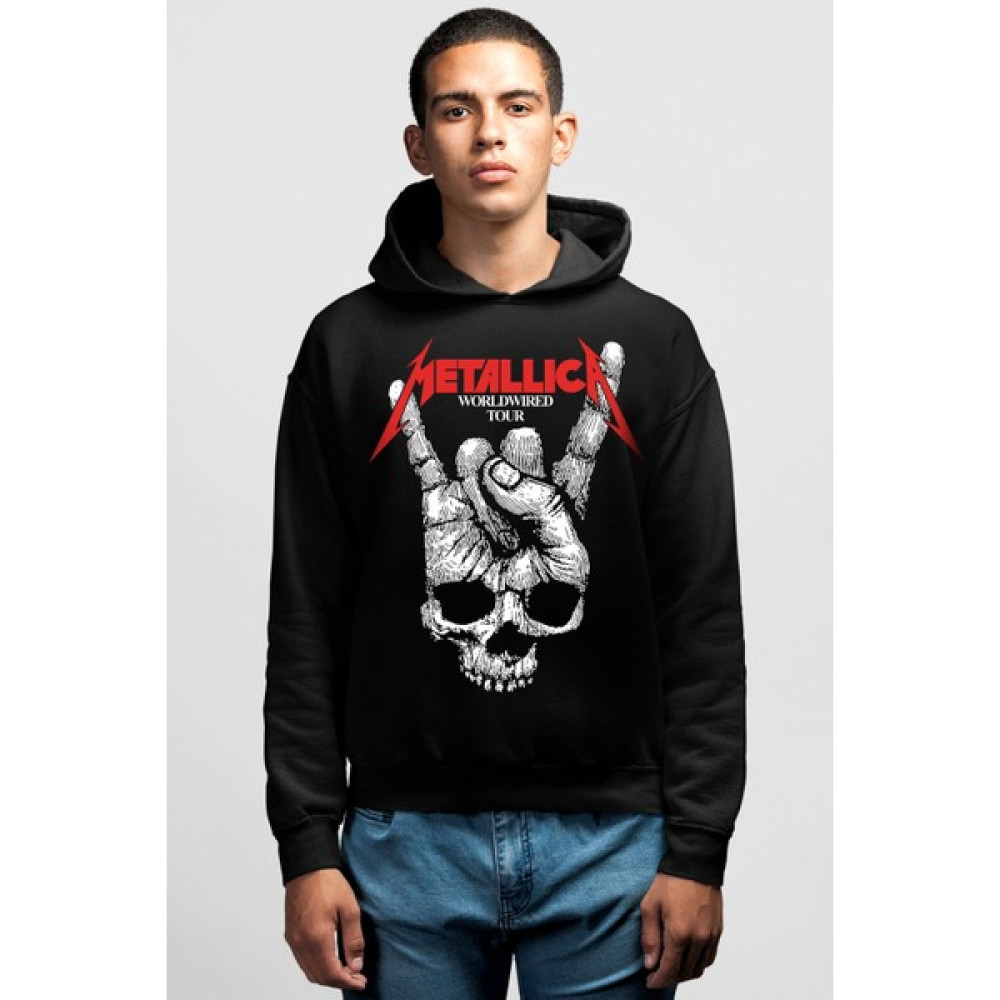 Rock&Roll Kuru El Siyah Kapüşonlu Erkek Sweatshirt Erkek Sweatshirt Fiyatı