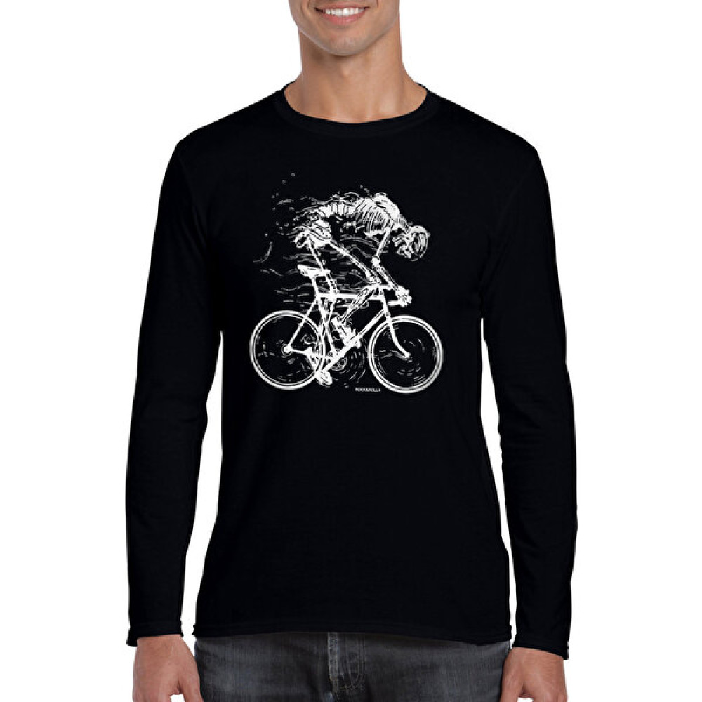 Rock&Roll Rock & Roll Daha Hızlı Bisiklet Yaka Siyah Uzun Kollu Penye Erkek T-Shirt Erkek T-shirt Fiyatı