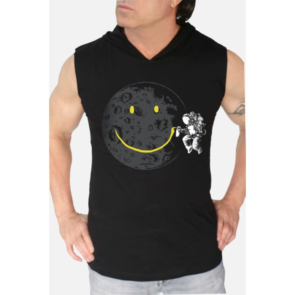Rock&Roll Rock & Roll Grafitici Astronot Siyah Kapşonlu Kolsuz T-Shirt Erkek T-shirt Fiyatı