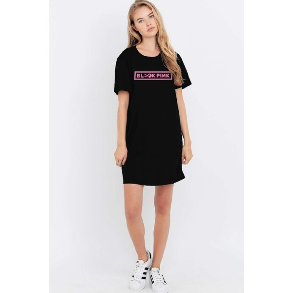 Rock&Roll Rock & Roll Rock & Roll Siyah Blackpink Pac Kısa Kollu Penye T-Shirt Elbise Elbise Fiyatı