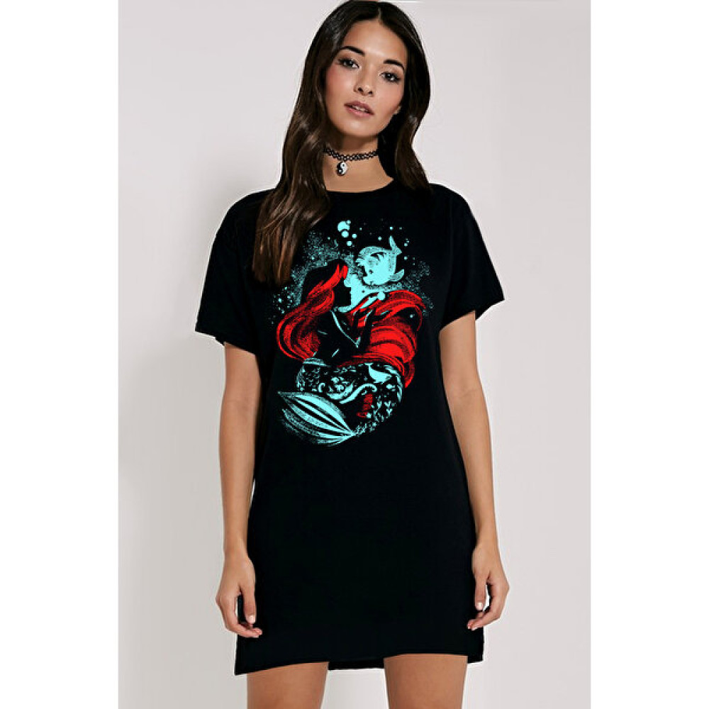Rock&Roll Rock & Roll Rock & Roll Siyah Deniz Kızı Kısa Kollu Penye T-Shirt Elbise Elbise Fiyatı