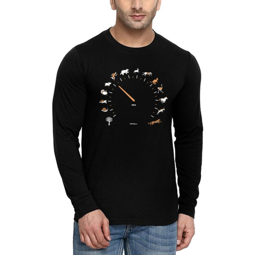 Rock&Roll Rock & Roll Sürat Göstergesi Bisiklet Yaka Siyah Uzun Kollu Penye Erkek T-Shirt Erkek T-shirt Fiyatı