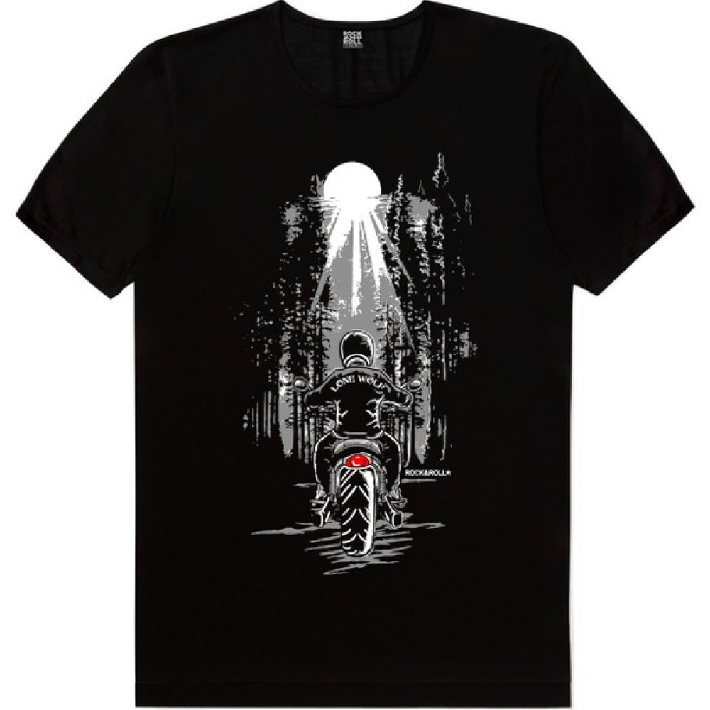 Rock&Roll Rock & Roll Yalnız Kovboy Siyah Kısa Kollu Erkek T-Shirt Erkek T-shirt Fiyatı