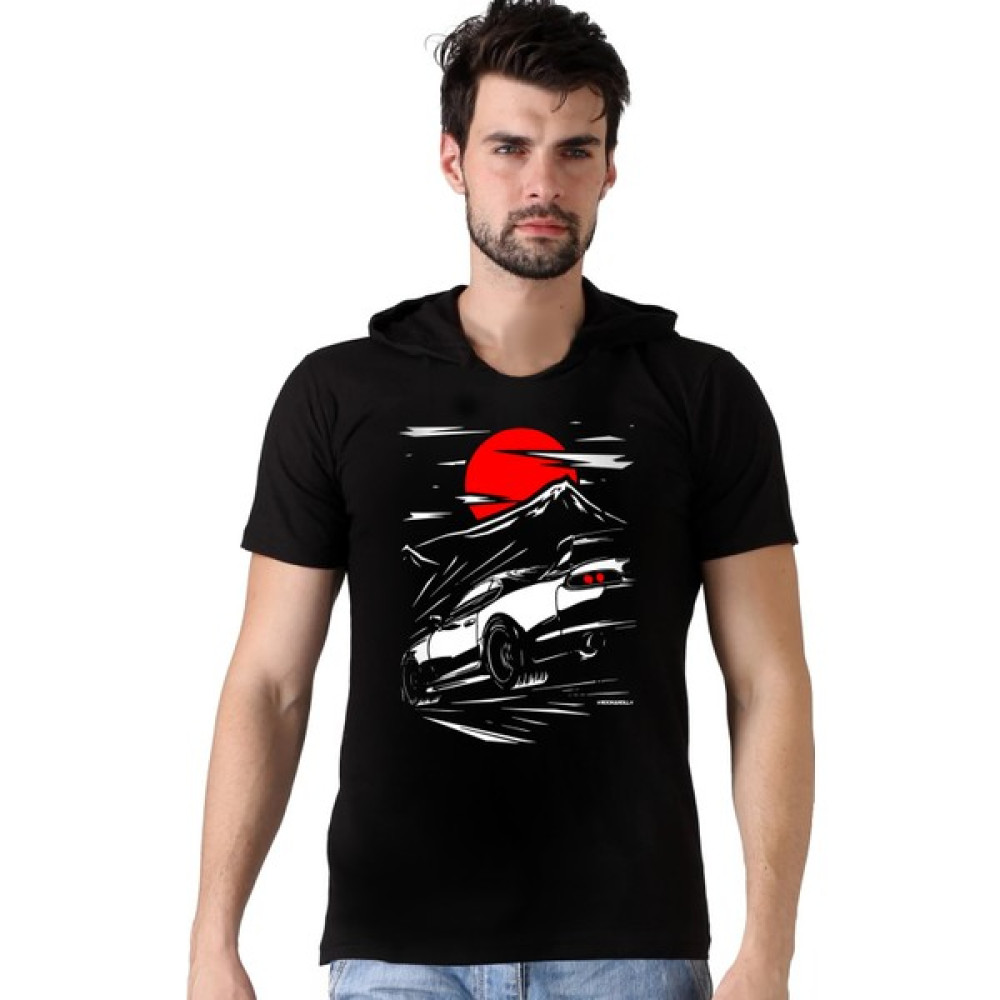 Rock&Roll Tokyo Drift Siyah Kapüşonlu Kısa Kollu Erkek Tişört Erkek T-shirt Fiyatı