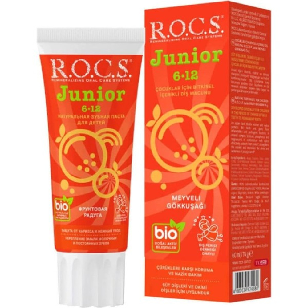 R.o.c.s Junior Çocuklar Için Bitkisel Içerikli Diş Macunu 6-12 Yaş Meyveli (1 x 60 Ml) Diş Macunları Fiyatı