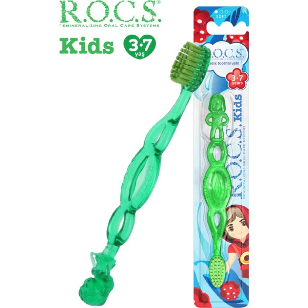 Rocs Kids Çocuk Diş Fırçası 3-7 Yaş - Yeşil Diş Fırçaları Fiyatı