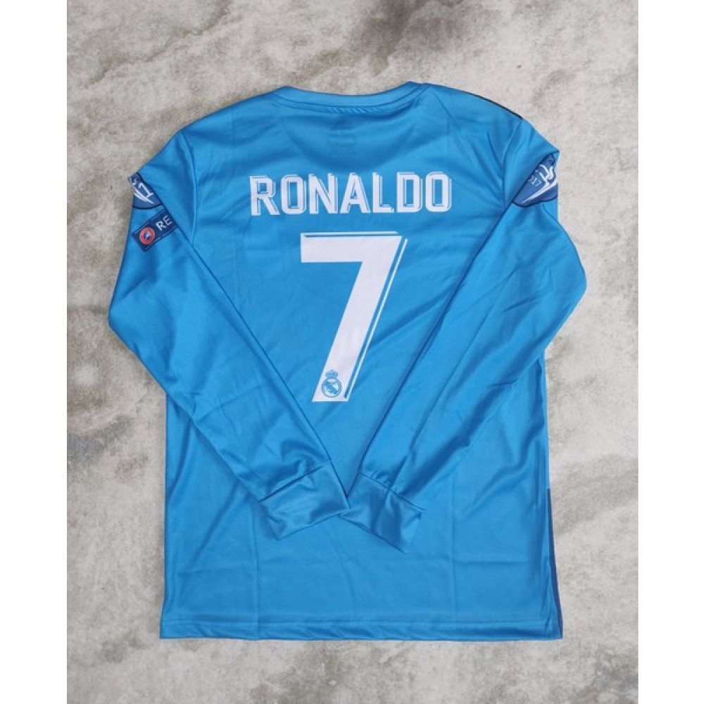 RODAK WEAR Cristiano Ronaldo 7 Real Madrid 2017-2018 Uzun Kollu Şampiyonlar Ligi Deplasman Forması Futbol Malzemeleri Fiyatı