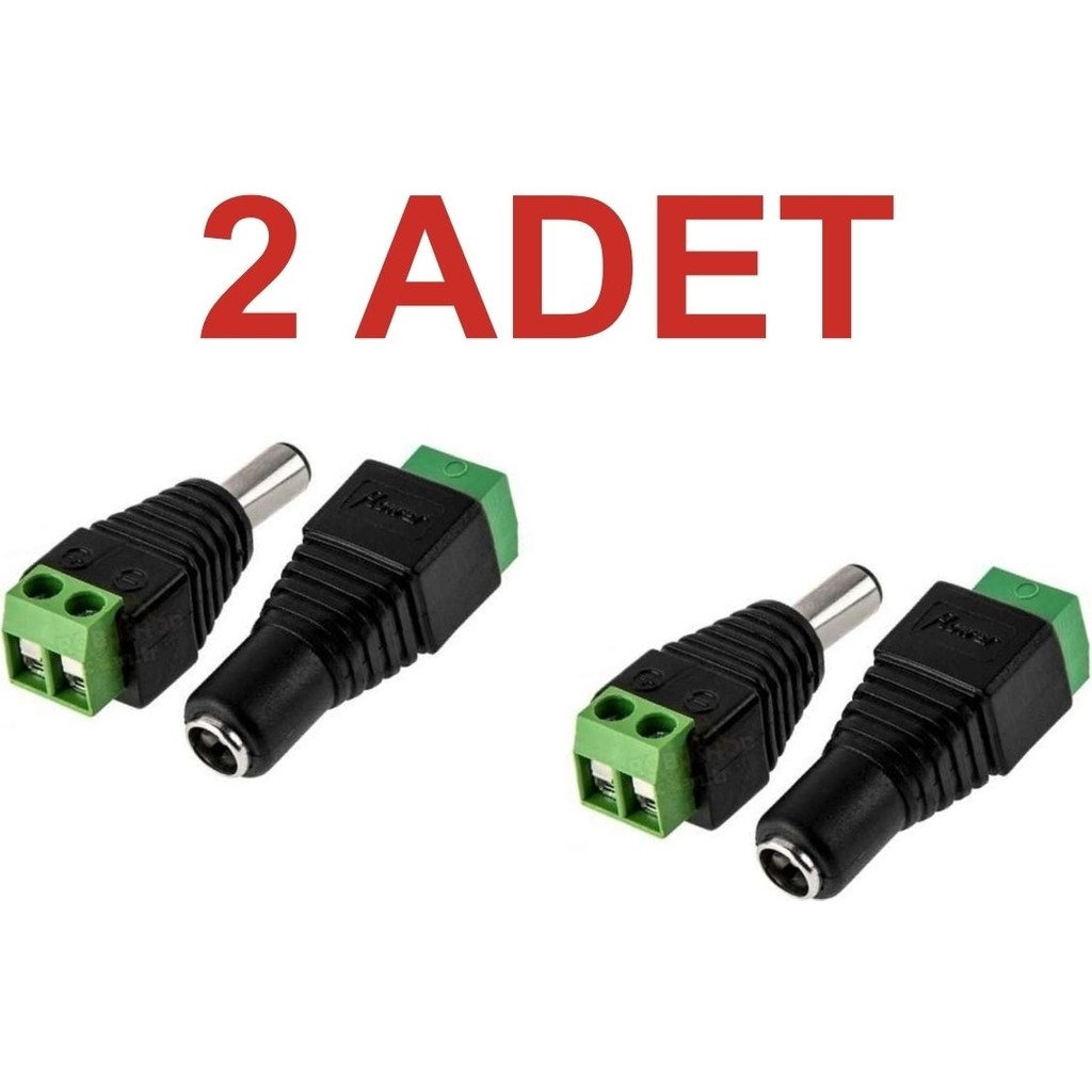 Rodevino 2 Set 2.1mm Dc Power Dişi Jak Klemensli Erkek Jack Cctv Konnektör Toplam 4 Parça Diğer Fiyatı