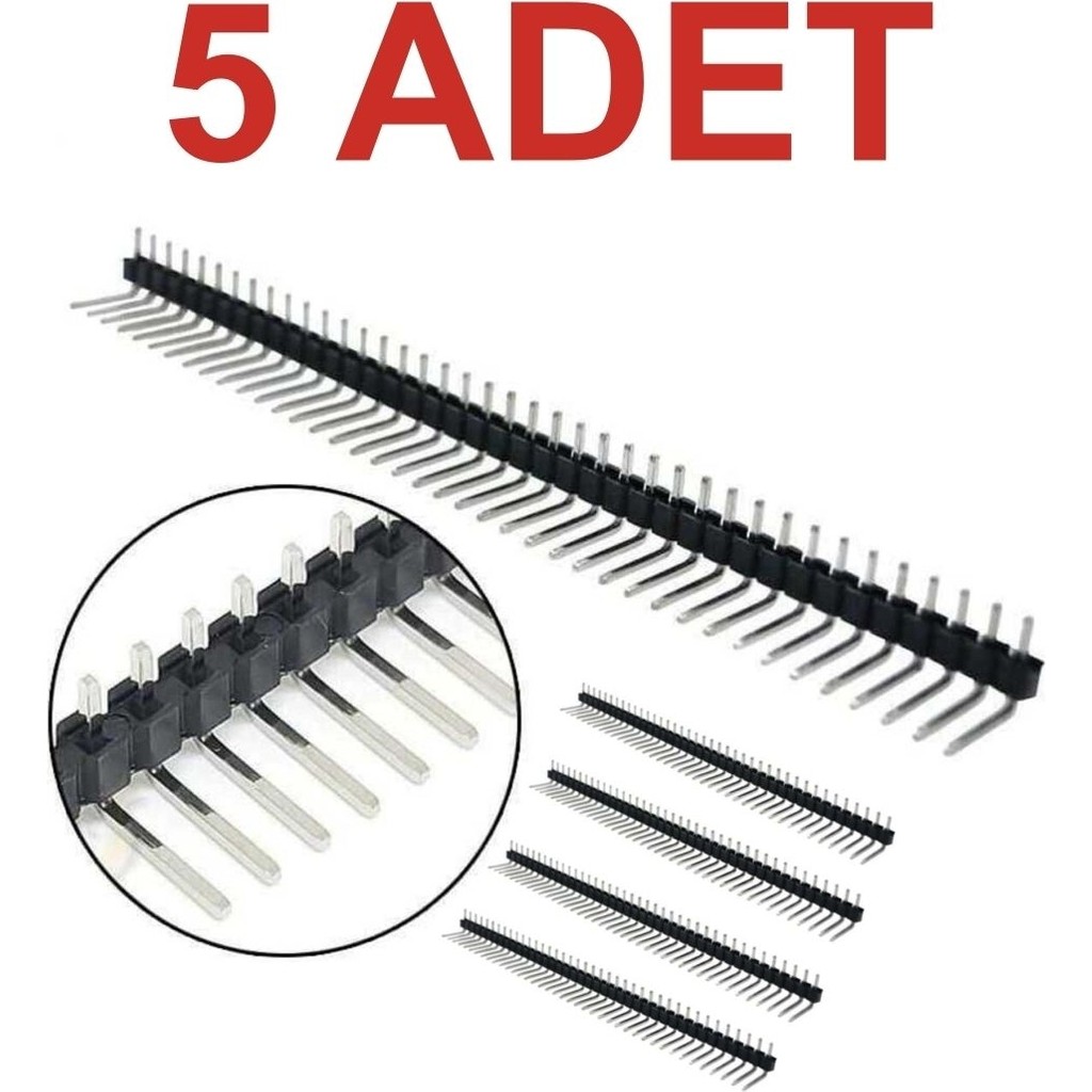 Rodevino 5 Adet 1x40 Erkek Header 90 Derece 40 Pin 2.54mm Standart Boy Diğer Fiyatı