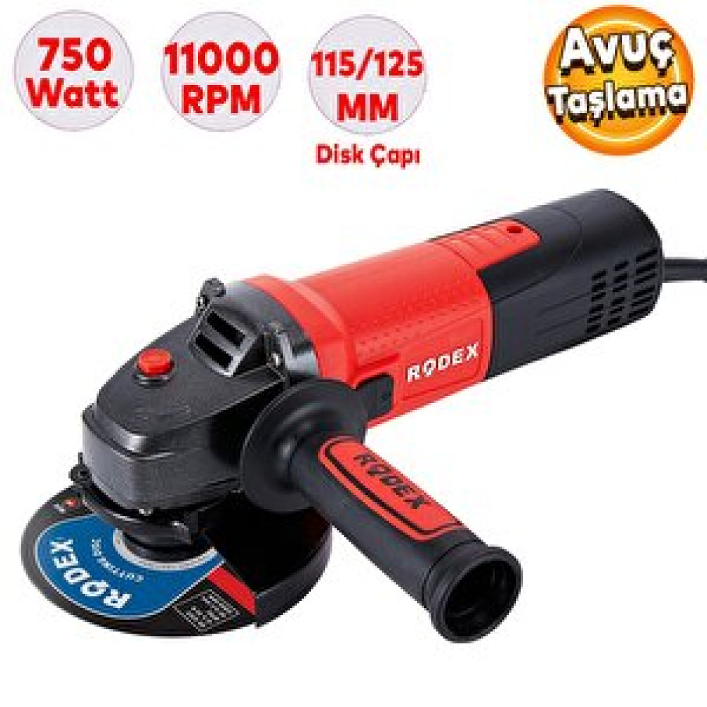 Rodex Rdx1041 Avuç Taşlama Elektrikli 115 Mm 125 Mm 750 W Taşlama Makinesi Fiyatı
