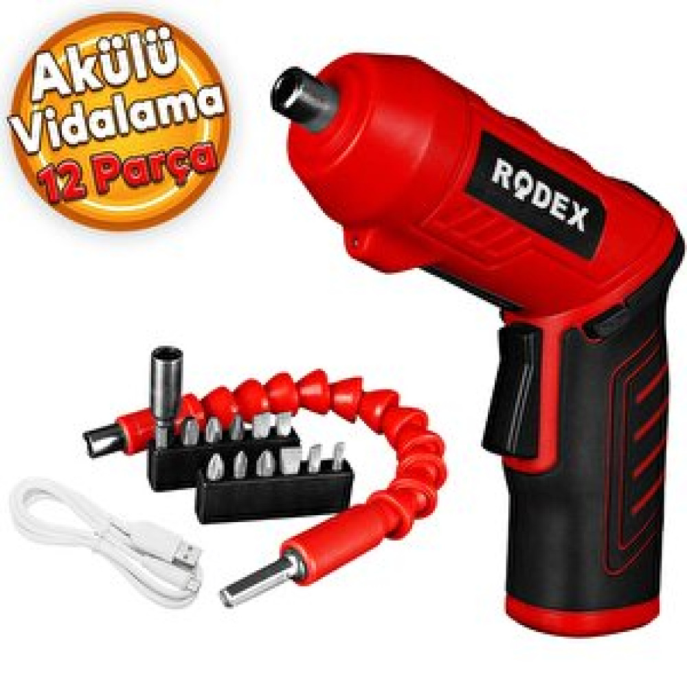 Rodex Rdx3085 Akülü Vidalama Şarjlı Tornavida Vidalama Ucu Seti (12 Parça) Akülü Vidalama Makinesi Fiyatı