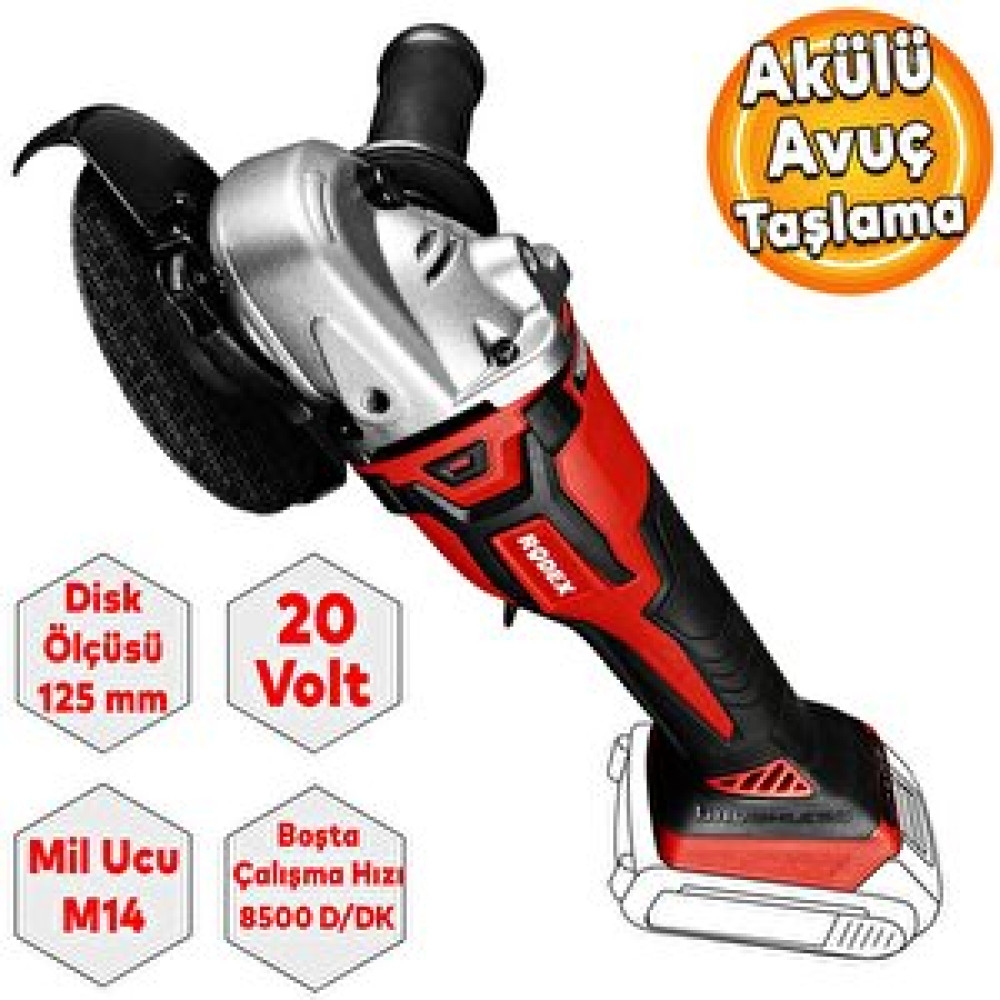 Rodex Rpx2155 Akülü Avuç Taşlama Kömürsüz 125 Mm 20v Bataryasız Taşlama Makinesi Fiyatı