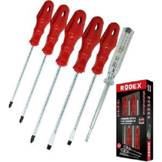 Rodex Tornavida Seti 6 lı-Yıldız ve Düz Uçlu, Kaymaz Sap Tornavida Fiyatı