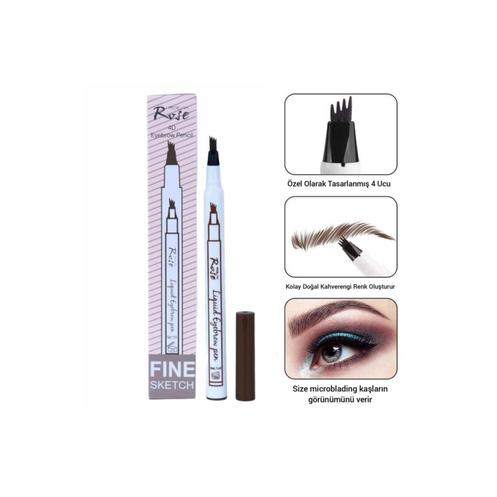 Roesıa Rose Cosmetics Rose Microblading Etkili Kalıcı Kaş Kalemi Ucu Tırtıklı Kahverengi Kaş Makyajı Fiyatı