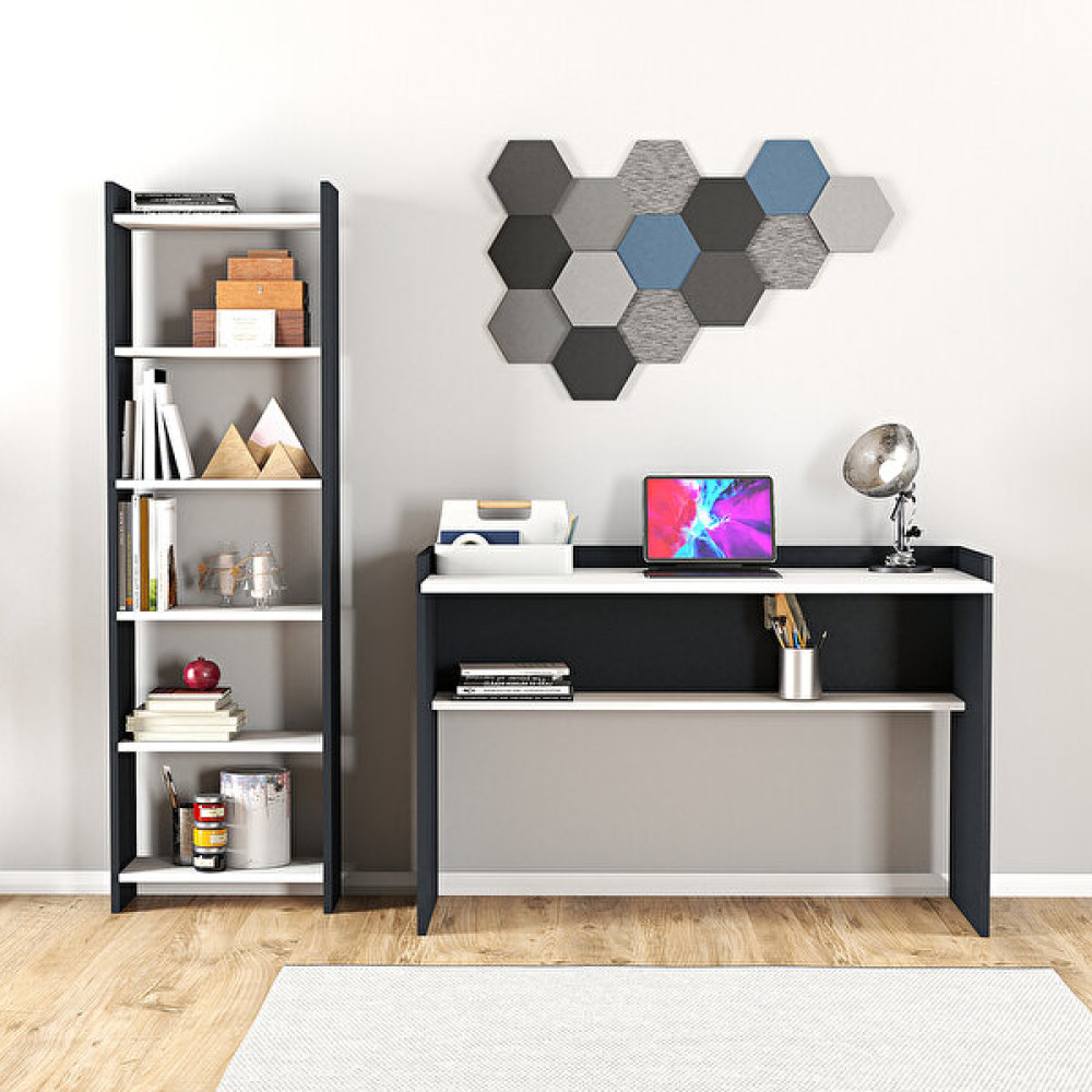 Roewood Çalışma Masası ve Kitaplık - 120 - Antrasit - Beyaz Çalışma Masası Fiyatı