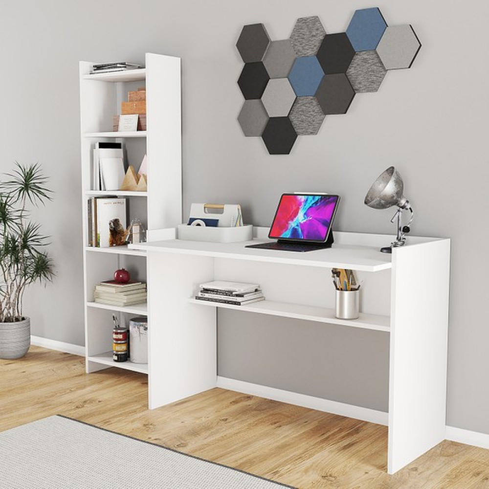 Roewood Çalışma Masası ve Kitaplık - 120 - Beyaz Çalışma Masası Fiyatı