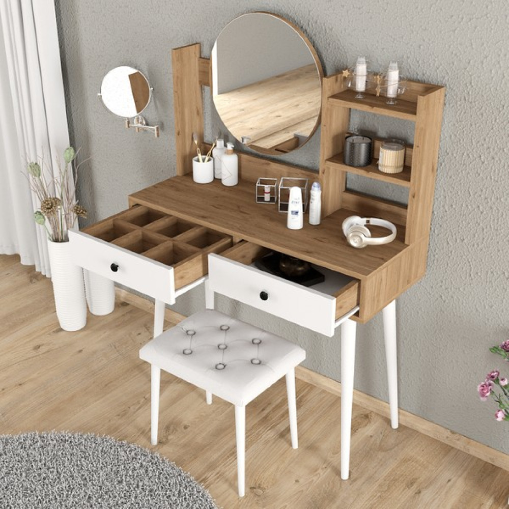 Roewood Efsane Makyaj Masası Ahşap Tabure Takım Dresuar / Makyaj Masası Fiyatı