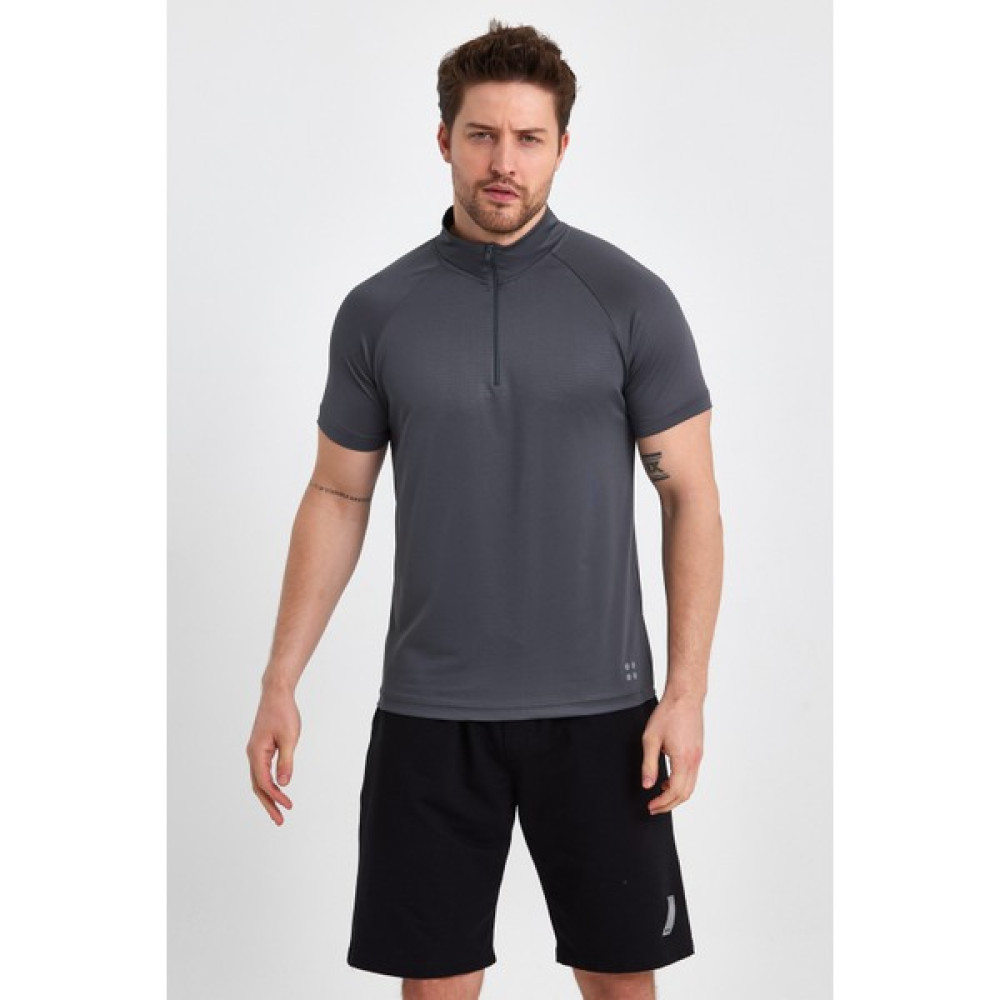 Roger Nefes Alan Spor Kısa Kollu Reflektör Baskılı Erkek Tişört Füme T-Shirt & Sweatshirt (Outdoor) Fiyatı