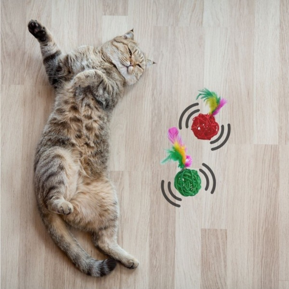 Roichill 2li Rattan Renkli Peluş Tüy Kedi Köpek Oyuncak Yakalama Çiğneme Çıngıraklı Top Oyuncağı Oto Boyaları Fiyatı