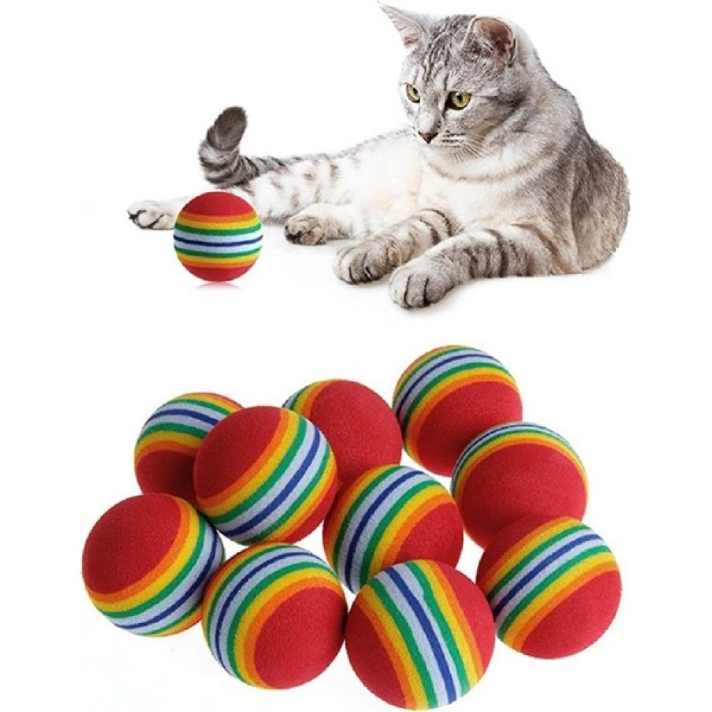 Roichill 3lü Gökkuşağı Sünger Kedi Köpek Çiğneme Oyun Topu 4,2 cm Evcil Hayvan Ürünleri Fiyatı