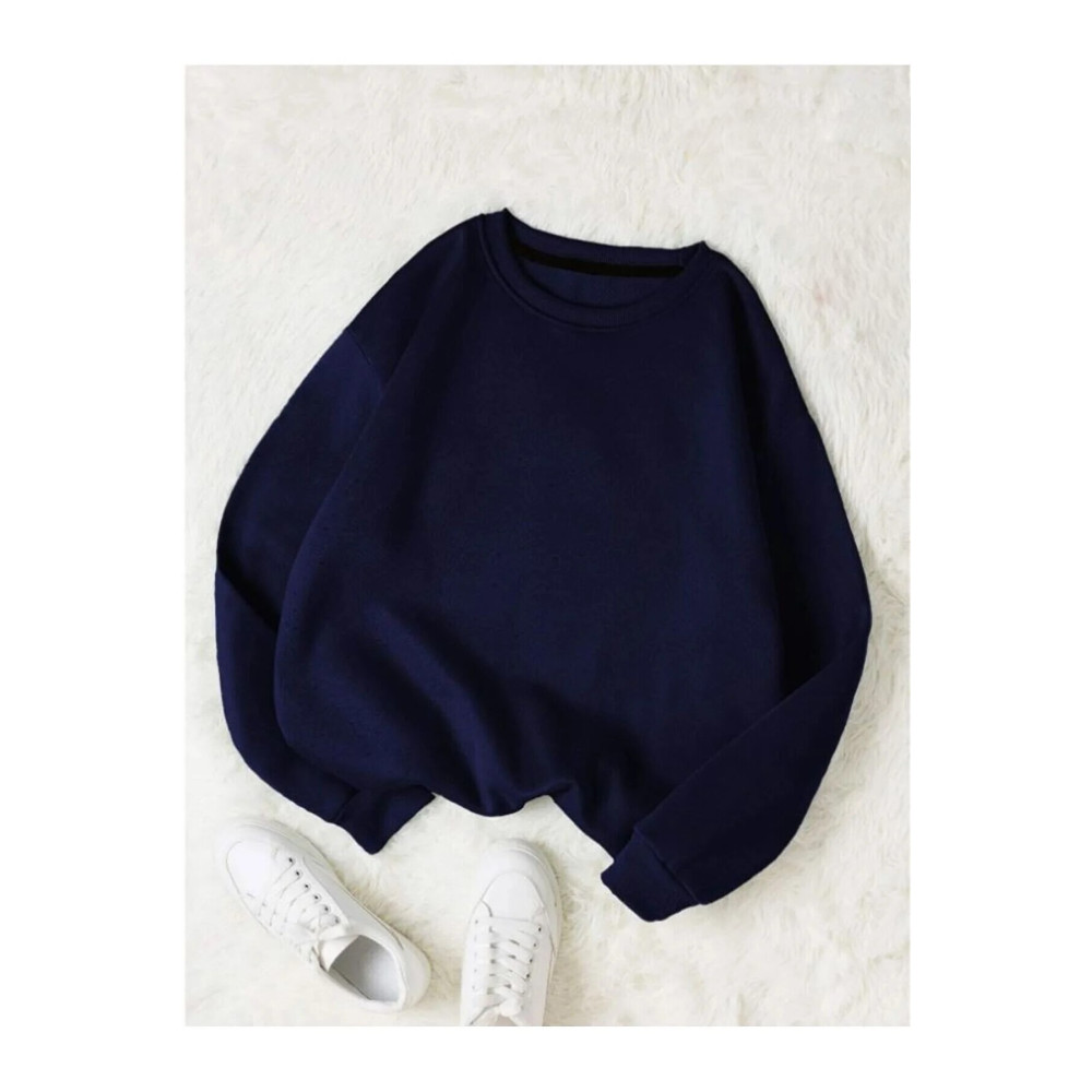 Rokeby Pamuklu Unisex Oversize Basic Düz Bisiklet Yaka Lacivert Sweatshirt S Beden Bayan Sweatshirt Fiyatı