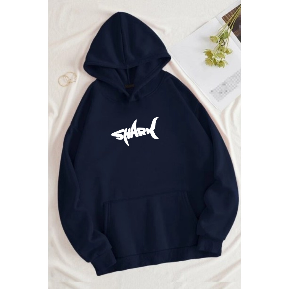 Rokeby Shark Baskılı Unisex Lacivert Kanguru Cepli Kapüşonlu Sweatshirt Hoodie S Beden Bayan Sweatshirt Fiyatı
