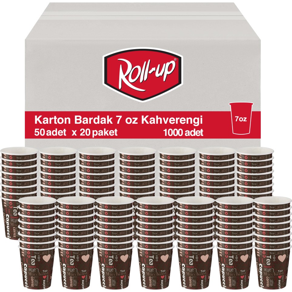 Roll-Up Karton Bardak 7 oz Kahverengi 50li 20 Paket (1000 Adet) Fincan / Bardak / Kahve Takımı Fiyatı