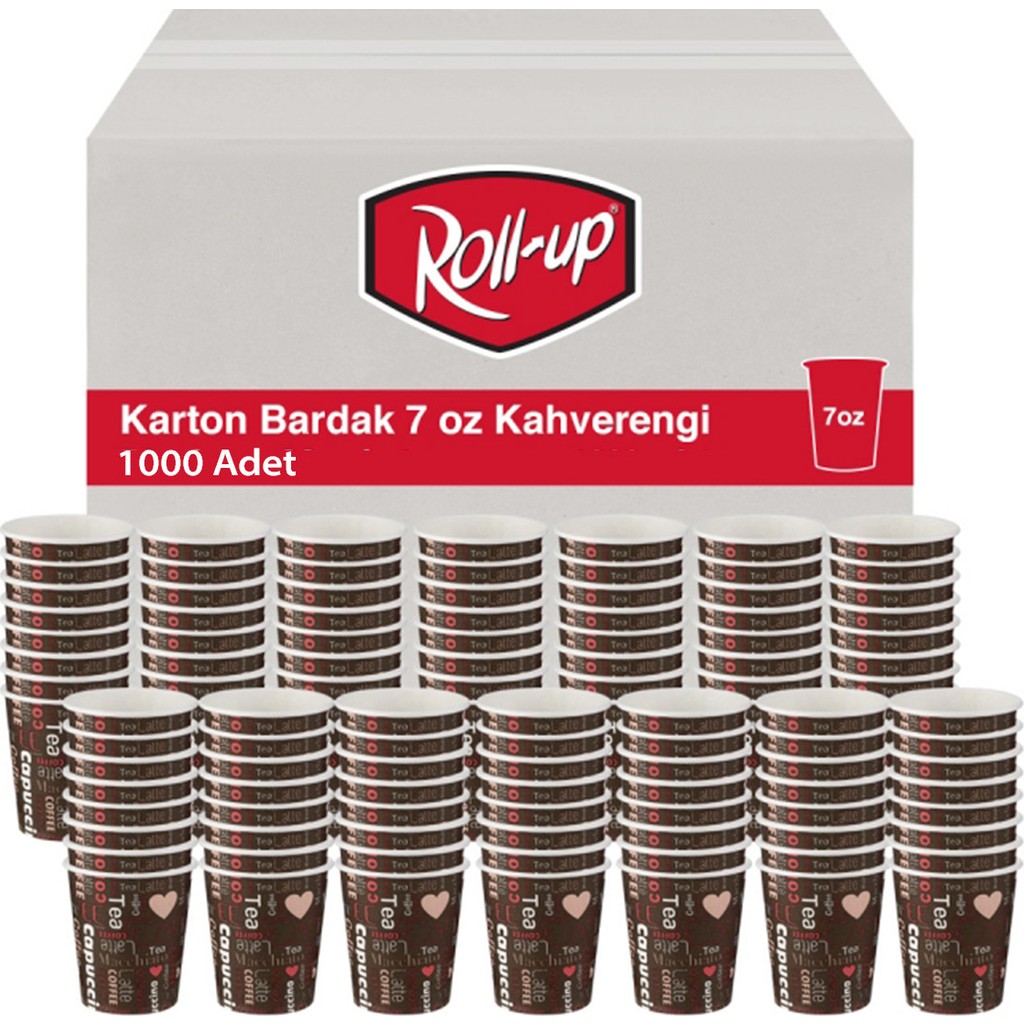 Roll-Up Karton Bardak 7oz Baskılı Kahverengi 1000 Adet Fincan / Bardak / Kahve Takımı Fiyatı