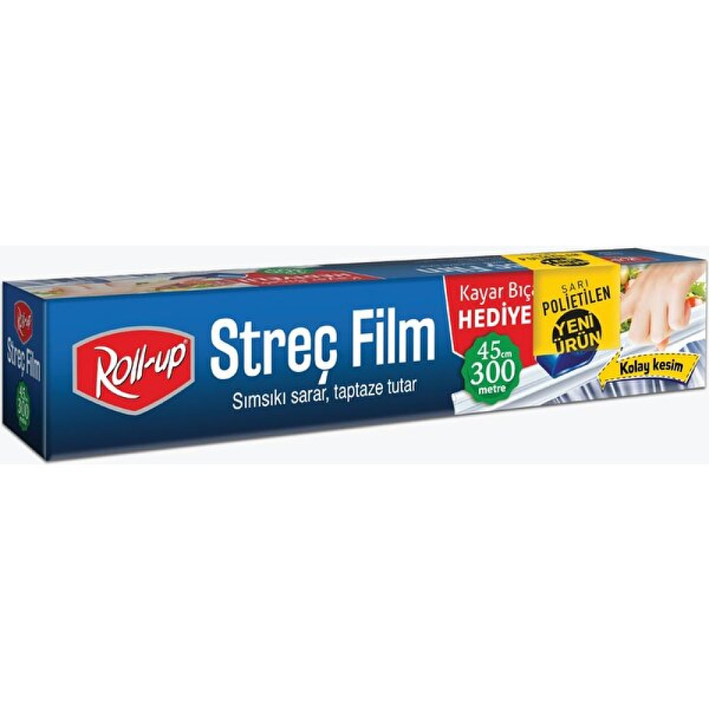 Roll-Up Roll Up Sarı Pe Streç Film 45 cm x 300M 8mic Streç Film Fiyatı