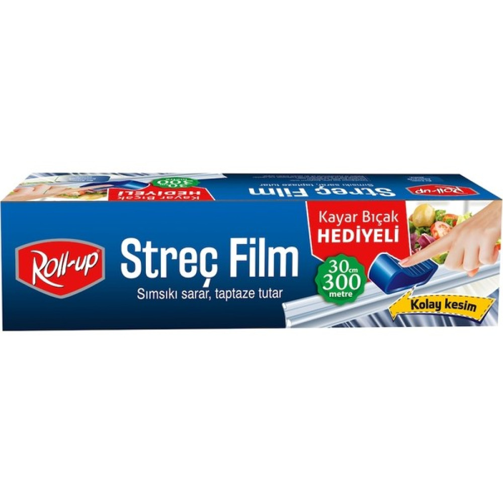 Roll-Up Streç Film 30 cm x 300 mt Kayar Bıçaklı - Şeffaf Streç Film Fiyatı