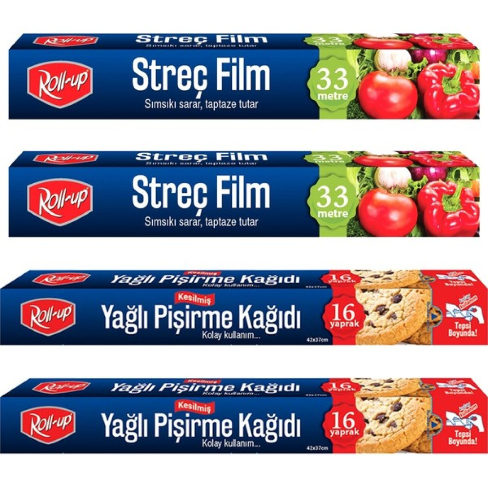 Roll-Up Streç Film ve Pişirme Kağıdı 4 Parça Ekonomik Mutfak Seti 3 Pişirme Kağıdı Fiyatı