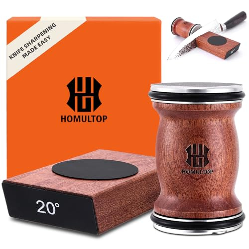 Rolling Knife Sharpener Kit, Kitchen Knife Sharpener with Replaceable Discs Diamond & Ceramic Knife Sharpeners Roller, Magnetic Knife Sharpening Kit with 15 & 20 Degree Base, Afilador De Cuchillos